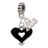 Silver Plated Black and White Enamel Heart - Silver Plated Twist Rope Bead Charm Dangle with Mini Year 2026: Year to Remember Jewelry Gift - Celebrations