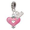 Silver Plated Hot Pink Enamel Heart with Cutout - Silver Plated Twist Rope Bead Charm Dangle with Mini Year 2026: Year to Remember Jewelry Gift - Celebrations