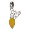 Silver Plated Christmas Lights - Hot Yellow Resin - Silver Plated Twist Rope Bead Charm Dangle with Mini Year 2026: Year to Remember Jewelry Gift - Celebrations