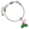Silver Plated Christmas Holly & Red Crystal Berries - Silver Plated Twist Rope Bead Charm Dangle with Mini Year 2026 on a large hole bead bracelet Jewelry Ideas and Examples