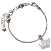 Silver Plated Crown with Light Pink Crystals - Silver Plated Twist Rope Bead Charm Dangle with Mini Year 2026 on a large hole bead bracelet Jewelry Ideas and Examples