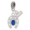 Silver Plated Horseshoe with Oval Blue Crystal - Silver Plated Twist Rope Bead Charm Dangle with Mini Year 2026: Year to Remember Jewelry Gift - Celebrations