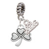Silver Plated Antiqued Shamrock - Silver Plated Twist Rope Bead Charm Dangle with Mini Year 2026: Year to Remember Jewelry Gift - Celebrations