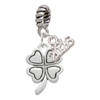 Silver Plated Antiqued Four Leaf Clover - Silver Plated Twist Rope Bead Charm Dangle with Mini Year 2026: Year to Remember Jewelry Gift - Celebrations