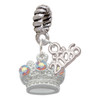 Silver Plated Crown with 3 Clear AB Crystals - Silver Plated Twist Rope Bead Charm Dangle with Mini Year 2026: Year to Remember Jewelry Gift - Celebrations
