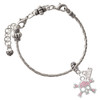 Silver Plated Skull and Crossbones with Pink Crystals - Silver Plated Twist Rope Bead Charm Dangle with Mini Year 2026 on a large hole bead bracelet Jewelry Ideas and Examples