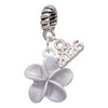 Silver Plated Purple Plumeria Flower - Silver Plated Twist Rope Bead Charm Dangle with Mini Year 2026: Year to Remember Jewelry Gift - Celebrations