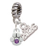 Silver Plated Mini Paw with Purple Crystal - Silver Plated Twist Rope Bead Charm Dangle with Mini Year 2026: Year to Remember Jewelry Gift - Celebrations