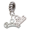 Silver Plated Script ''Princess'' - Silver Plated Twist Rope Bead Charm Dangle with Mini Year 2026: Year to Remember Jewelry Gift - Celebrations
