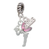 Silver Plated Small Fairy with Pink Wings - Silver Plated Twist Rope Bead Charm Dangle with Mini Year 2026: Year to Remember Jewelry Gift - Celebrations