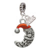 Silver Plated Small Crescent Moon Santa - Silver Plated Twist Rope Bead Charm Dangle with Mini Year 2026: Year to Remember Jewelry Gift - Celebrations