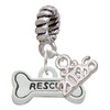 Silver Plated Mini ''Rescue'' Dog Bone - Silver Plated Twist Rope Bead Charm Dangle with Mini Year 2026: Year to Remember Jewelry Gift - Celebrations