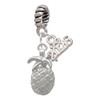 Silver Plated Pineapple - Silver Plated Twist Rope Bead Charm Dangle with Mini Year 2026: Year to Remember Jewelry Gift - Celebrations
