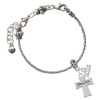 Silver Plated Faith Flat Cross - Silver Plated Twist Rope Bead Charm Dangle with Mini Year 2026 on a large hole bead bracelet Jewelry Ideas and Examples