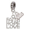 Silver Plated Faith Hope Love - Silver Plated Twist Rope Bead Charm Dangle with Mini Year 2026: Year to Remember Jewelry Gift - Celebrations
