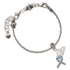 Silver Plated Scroll Ribbon with Light Blue Crystal - Silver Plated Twist Rope Bead Charm Dangle with Mini Year 2026 on a large hole bead bracelet Jewelry Ideas and Examples
