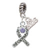 Silver Plated Scroll Ribbon with Lavender Crystal - Silver Plated Twist Rope Bead Charm Dangle with Mini Year 2026: Year to Remember Jewelry Gift - Celebrations