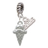 Silver Plated Ice Cream Cone - Silver Plated Twist Rope Bead Charm Dangle with Mini Year 2026: Year to Remember Jewelry Gift - Celebrations