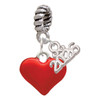 Silver Plated 3-D Translucent Red Puff Heart - Silver Plated Twist Rope Bead Charm Dangle with Mini Year 2026: Year to Remember Jewelry Gift - Celebrations