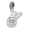 Silver Plated Small Clear Crystal Horseshoe - Silver Plated Twist Rope Bead Charm Dangle with Mini Year 2026: Year to Remember Jewelry Gift - Celebrations