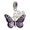 Silver Plated Large Purple Butterfly with 6 AB Crystals - Silver Plated Twist Rope Bead Charm Dangle with Mini Year 2026: Year to Remember Jewelry Gift - Celebrations