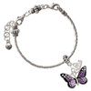 Silver Plated Large Purple Butterfly with 6 AB Crystals - Silver Plated Twist Rope Bead Charm Dangle with Mini Year 2026 on a large hole bead bracelet Jewelry Ideas and Examples