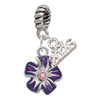 Silver Plated Purple and White African Violet Flower - Silver Plated Twist Rope Bead Charm Dangle with Mini Year 2026: Year to Remember Jewelry Gift - Celebrations