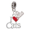 Silver Plated I Love Cats with Red Heart - Silver Plated Twist Rope Bead Charm Dangle with Mini Year 2026: Year to Remember Jewelry Gift - Celebrations