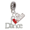 Silver Plated I love Dance with Red Heart - Silver Plated Twist Rope Bead Charm Dangle with Mini Year 2026: Year to Remember Jewelry Gift - Celebrations