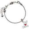 Silver Plated I love Dance with Red Heart - Silver Plated Twist Rope Bead Charm Dangle with Mini Year 2026 on a large hole bead bracelet Jewelry Ideas and Examples
