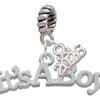 Silver Plated Large ''It's a Boy'' - Silver Plated Twist Rope Bead Charm Dangle with Mini Year 2026: Year to Remember Jewelry Gift - Celebrations