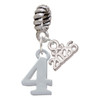 Silver Plated Number - 4 - Silver Plated Twist Rope Bead Charm Dangle with Mini Year 2026: Year to Remember Jewelry Gift - Celebrations