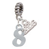 Silver Plated Number - 8 - Silver Plated Twist Rope Bead Charm Dangle with Mini Year 2026: Year to Remember Jewelry Gift - Celebrations