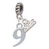 Silver Plated Number - 9 - Silver Plated Twist Rope Bead Charm Dangle with Mini Year 2026: Year to Remember Jewelry Gift - Celebrations