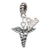 Silver Plated Caduceus - Silver Plated Twist Rope Bead Charm Dangle with Mini Year 2026: Year to Remember Jewelry Gift - Celebrations