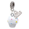 Silver Plated 3-D White Cupcake with Sprinkles - Silver Plated Twist Rope Bead Charm Dangle with Mini Year 2026: Year to Remember Jewelry Gift - Celebrations
