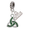 Silver Plated Small 2-D Green Trinity Knot - Silver Plated Twist Rope Bead Charm Dangle with Mini Year 2026: Year to Remember Jewelry Gift - Celebrations