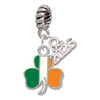 Silver Plated Irish Flag Shamrock - Silver Plated Twist Rope Bead Charm Dangle with Mini Year 2026: Year to Remember Jewelry Gift - Celebrations