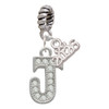 Silver Plated Crystal Initial - J - Silver Plated Twist Rope Bead Charm Dangle with Mini Year 2026: Year to Remember Jewelry Gift - Celebrations
