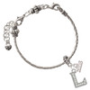 Silver Plated Crystal Initial - L - Silver Plated Twist Rope Bead Charm Dangle with Mini Year 2026 on a large hole bead bracelet Jewelry Ideas and Examples