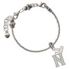Silver Plated Crystal Initial - N - Silver Plated Twist Rope Bead Charm Dangle with Mini Year 2026 on a large hole bead bracelet Jewelry Ideas and Examples