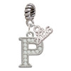Silver Plated Crystal Initial - P - Silver Plated Twist Rope Bead Charm Dangle with Mini Year 2026: Year to Remember Jewelry Gift - Celebrations