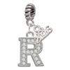 Silver Plated Crystal Initial - R - Silver Plated Twist Rope Bead Charm Dangle with Mini Year 2026: Year to Remember Jewelry Gift - Celebrations