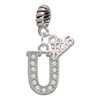 Silver Plated Crystal Initial - U - Silver Plated Twist Rope Bead Charm Dangle with Mini Year 2026: Year to Remember Jewelry Gift - Celebrations