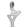 Silver Plated Crystal Initial - Y - Silver Plated Twist Rope Bead Charm Dangle with Mini Year 2026: Year to Remember Jewelry Gift - Celebrations