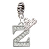 Silver Plated Crystal Initial - Z - Silver Plated Twist Rope Bead Charm Dangle with Mini Year 2026: Year to Remember Jewelry Gift - Celebrations