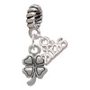 Silver Plated Mini Four Leaf Clover - Silver Plated Twist Rope Bead Charm Dangle with Mini Year 2026: Year to Remember Jewelry Gift - Celebrations