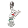 Silver Plated 2-D Christmas Dog with Red Hat - Silver Plated Twist Rope Bead Charm Dangle with Mini Year 2026: Year to Remember Jewelry Gift - Celebrations