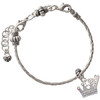 Silver Plated Crown with Crystals and Textured Bottom - Silver Plated Twist Rope Bead Charm Dangle with Mini Year 2026 on a large hole bead bracelet Jewelry Ideas and Examples