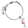 Silver Plated Flamingo with Dangle Legs - Silver Plated Twist Rope Bead Charm Dangle with Mini Year 2026 on a large hole bead bracelet Jewelry Ideas and Examples